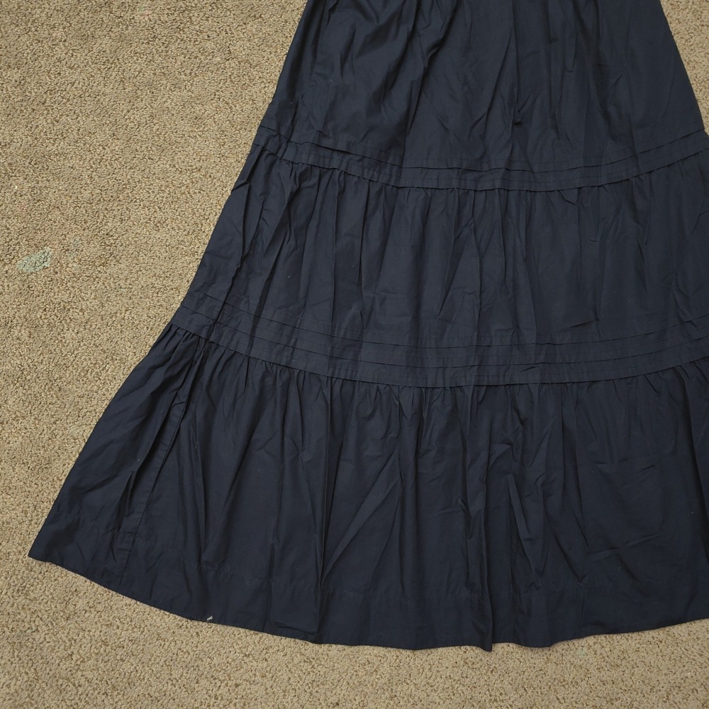 QUINCE Women Tiered Maxi Skirt M Navy Blue Organic Cotton Cottagecore RK001 - Picture 3 of 13